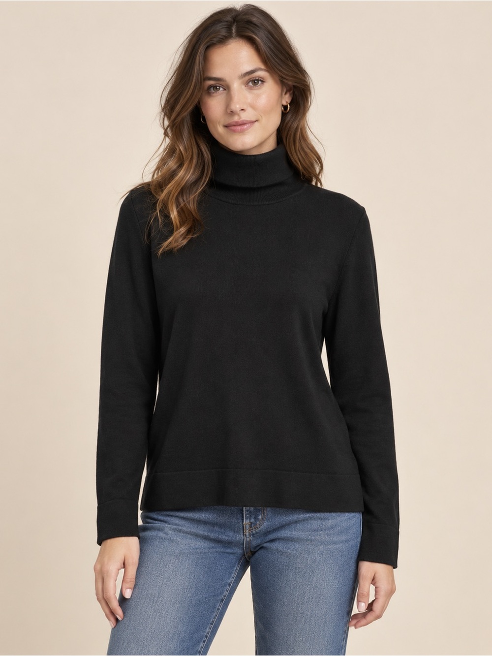 Hobbs London Dark Green Merino Wool Turtleneck Sweater